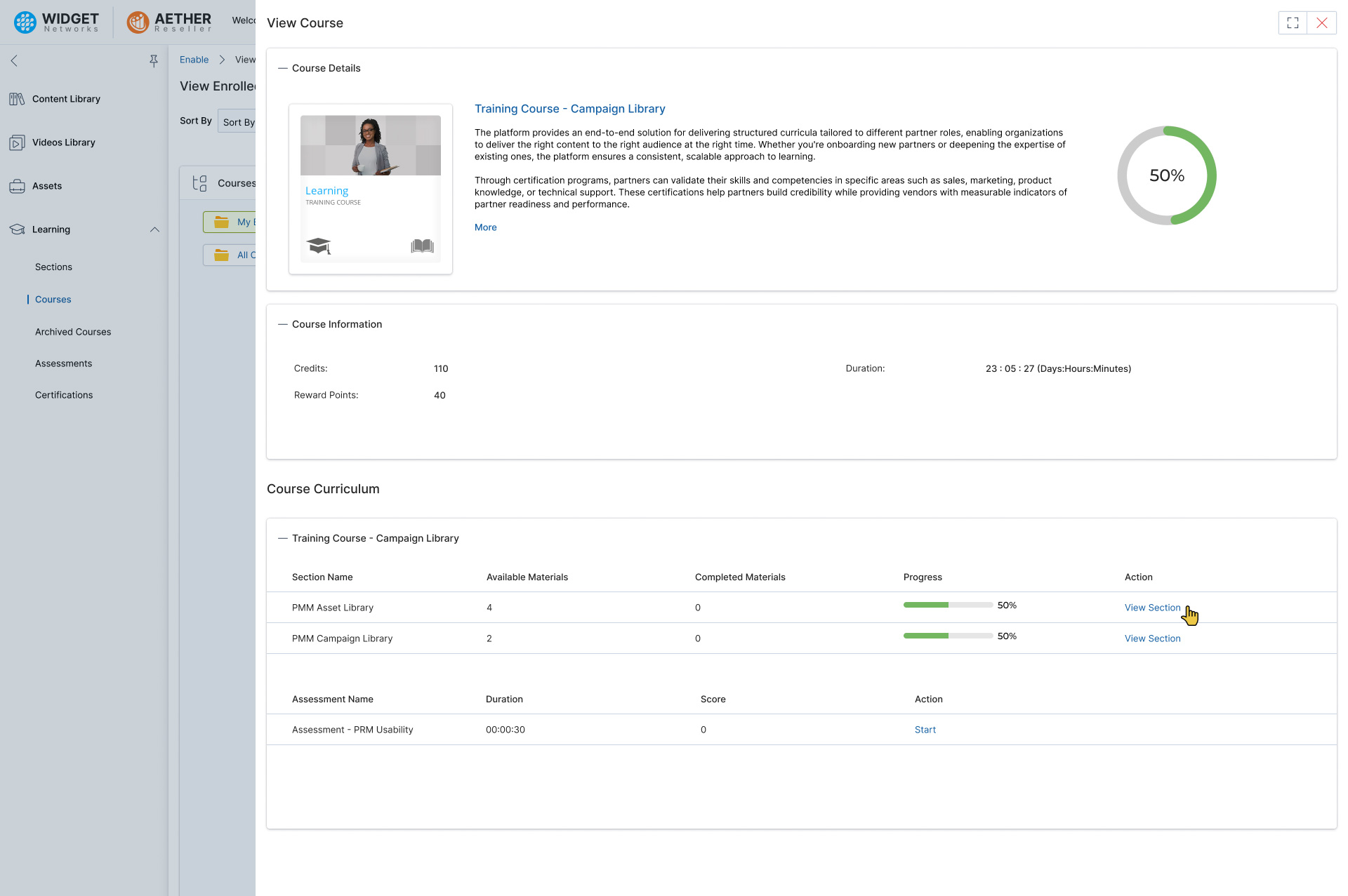 Partner Learning Management Courses and Materials Management