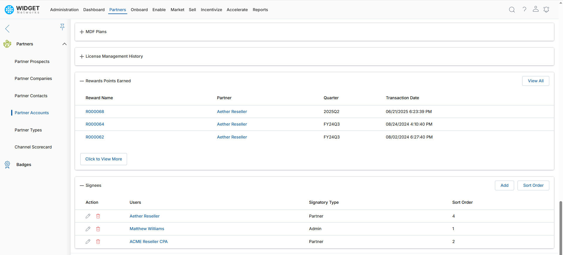 Partner Contracts Management Group Signee Management