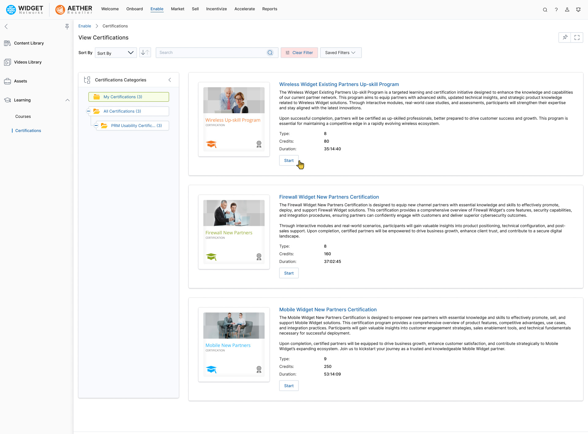 Partner Learning Management View Certifications