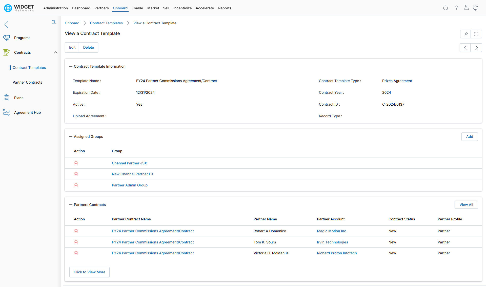 Partner Contracts Management Partner Contracts Management View Partner Contracts