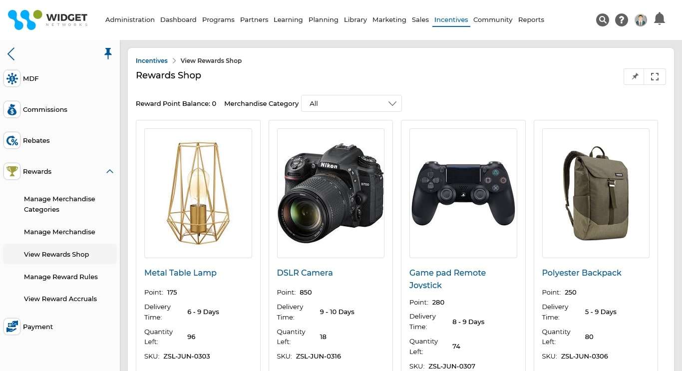 Rewards Management Rewards Shop
