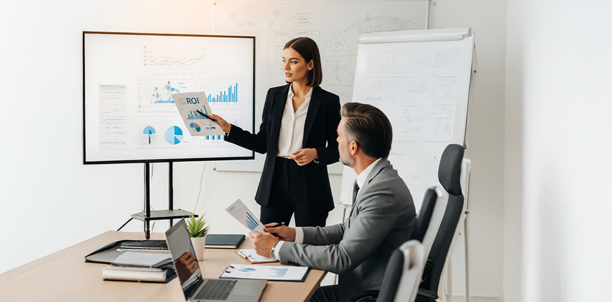 Business professionals in a bright modern office shaking hands and smiling, symbolizing successful channel sales collaboration and partner alignment.