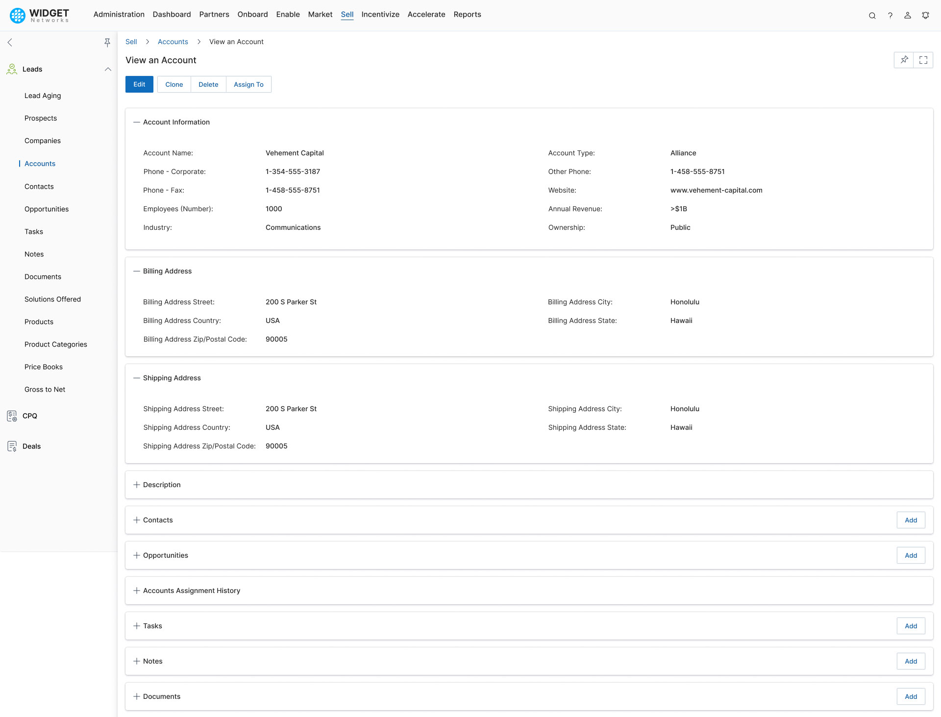 Partner Lead Management View Accounts