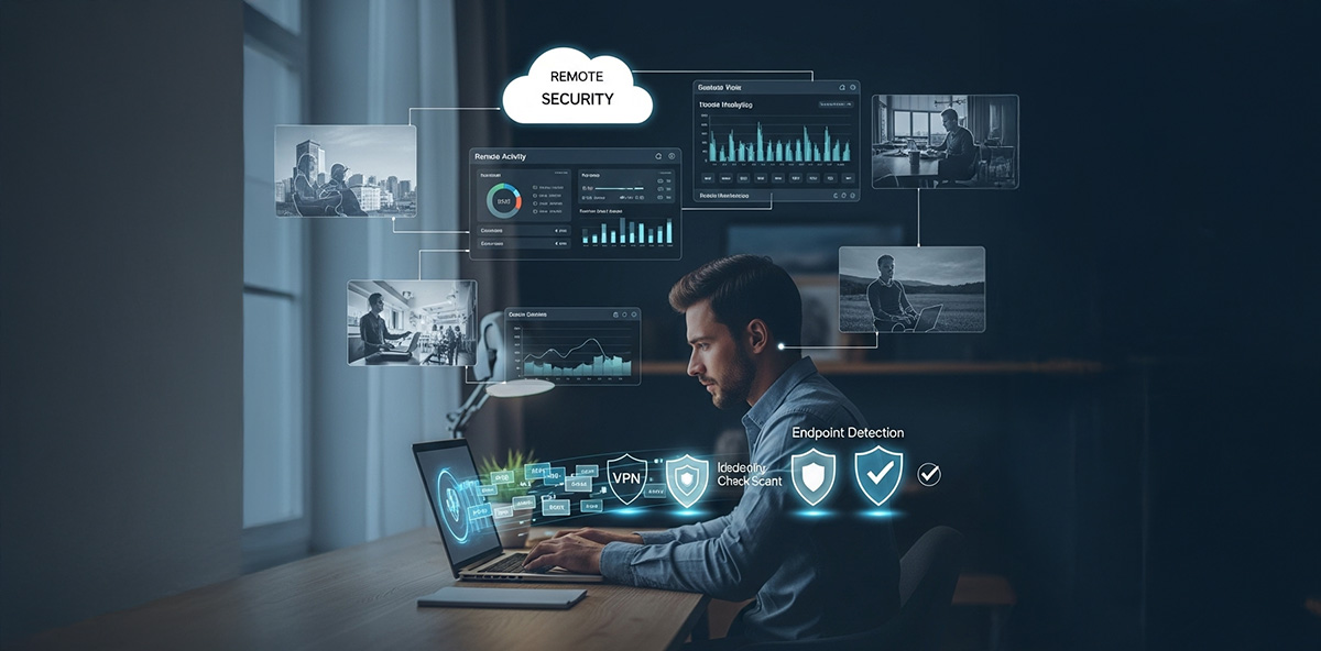 Channel Sales professional managing remote security tools.